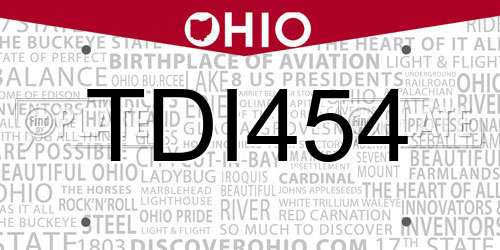 TDI454 Ohio License Plate