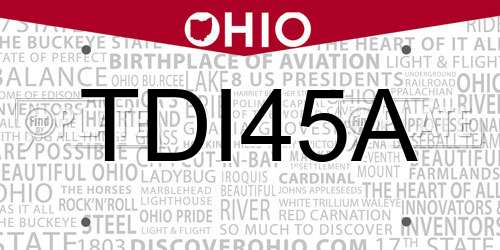 TDI45A Ohio License Plate