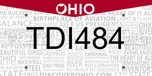 TDI484 Ohio License Plate