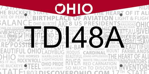 TDI48A Ohio License Plate