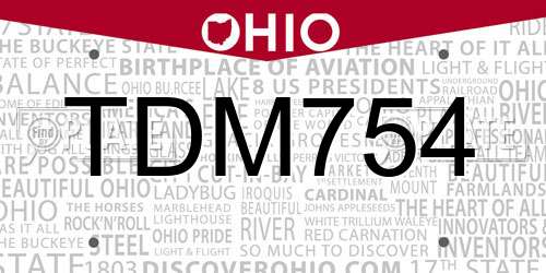TDM754 Ohio License Plate