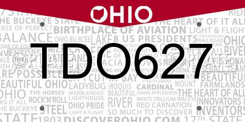TDO627 Ohio License Plate