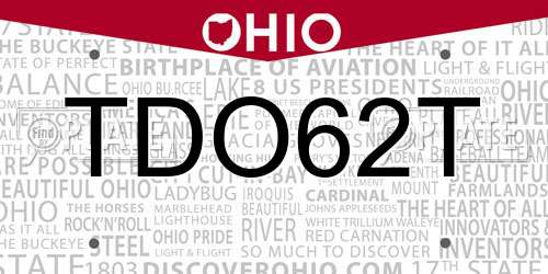 TDO62T Ohio License Plate