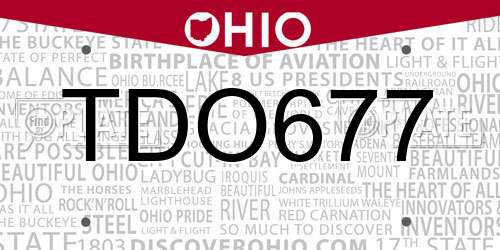 TDO677 Ohio License Plate