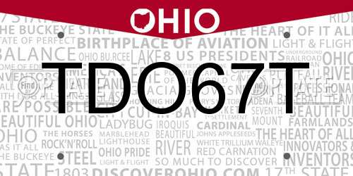 TDO67T Ohio License Plate