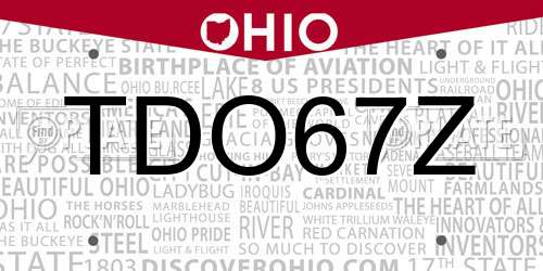 TDO67Z Ohio License Plate