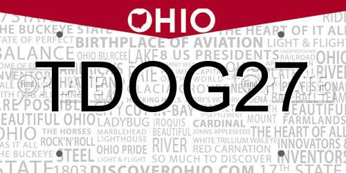 TDOG27 Ohio License Plate