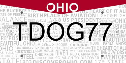 TDOG77 Ohio License Plate