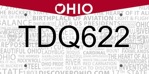 TDQ622 Ohio License Plate