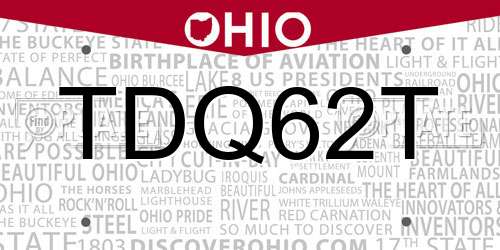 TDQ62T Ohio License Plate