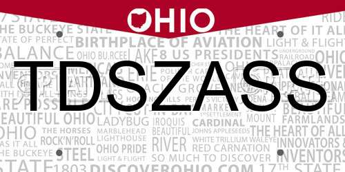 TDSZASS Ohio License Plate