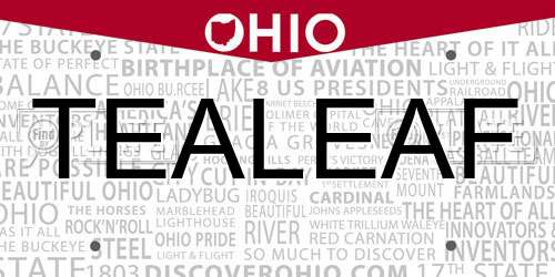 TEALEAF Ohio License Plate