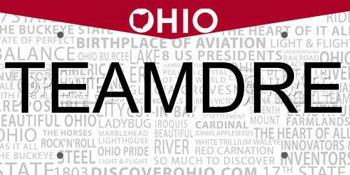 TEAMDRE Ohio License Plate