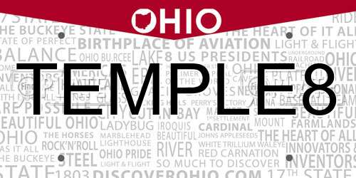 TEMPLE8 Ohio License Plate