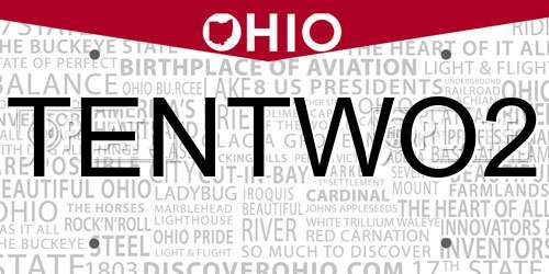 TENTWO2 Ohio License Plate