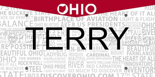 TERRY Ohio License Plate