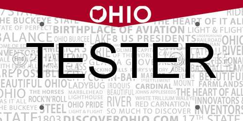 TESTER Ohio License Plate
