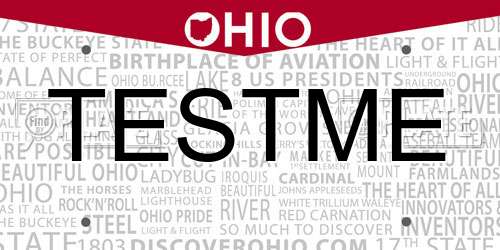 TESTME Ohio License Plate