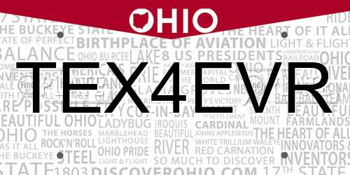 TEX4EVR Ohio License Plate