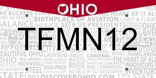 TFMN12 Ohio License Plate