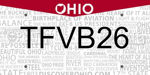 TFVB26 Ohio License Plate