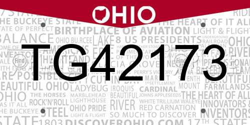 TG42173 Ohio License Plate
