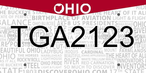 TGA2123 Ohio License Plate
