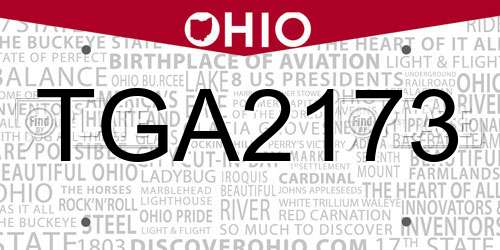 TGA2173 Ohio License Plate