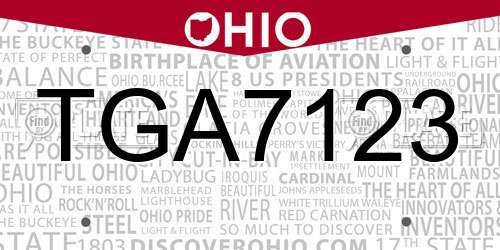 TGA7123 Ohio License Plate