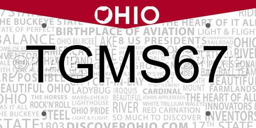 TGMS67 Ohio License Plate