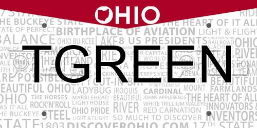 TGREEN Ohio License Plate