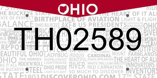 TH02589 Ohio License Plate