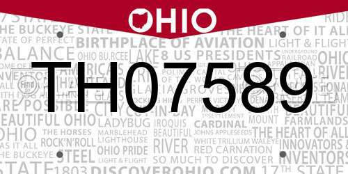 TH07589 Ohio License Plate