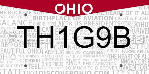 TH1G9B Ohio License Plate