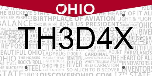TH3D4X Ohio License Plate