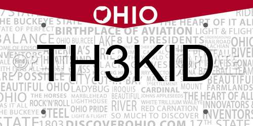 TH3KID Ohio License Plate