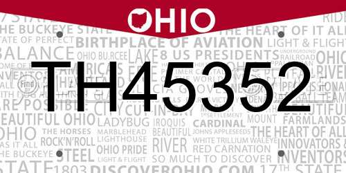 TH45352 Ohio License Plate