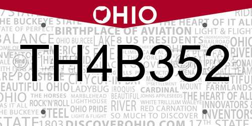 TH4B352 Ohio License Plate