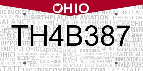 TH4B387 Ohio License Plate