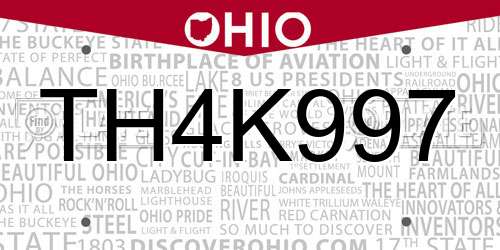 TH4K997 Ohio License Plate