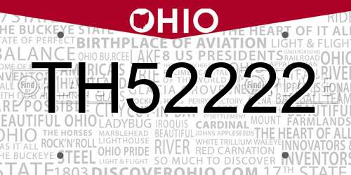 TH52222 Ohio License Plate