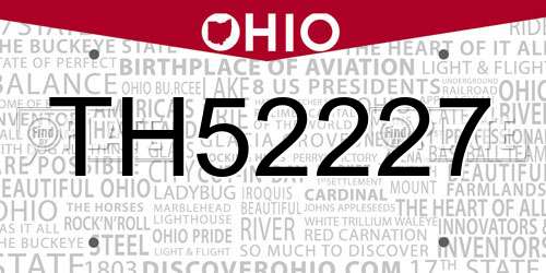TH52227 Ohio License Plate