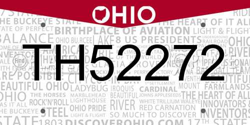 TH52272 Ohio License Plate