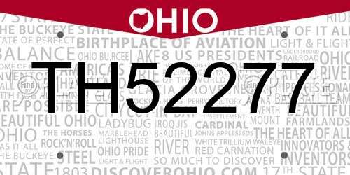 TH52277 Ohio License Plate
