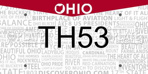 TH53 Ohio License Plate