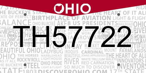 TH57722 Ohio License Plate
