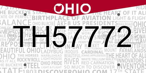 TH57772 Ohio License Plate