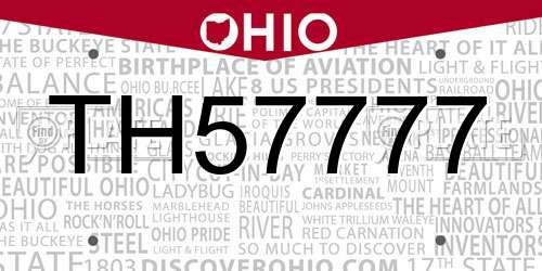 TH57777 Ohio License Plate