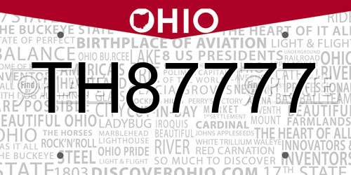 TH87777 Ohio License Plate