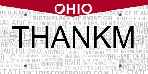THANKM Ohio License Plate